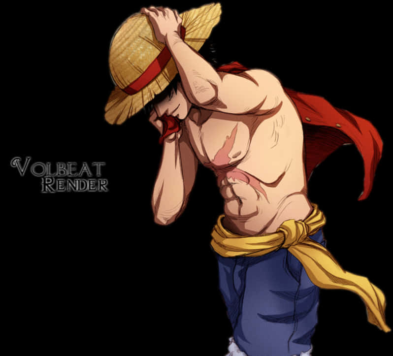 Πόζα του Luffy με το Ψάθινο Καπέλο Ταπετσαρία