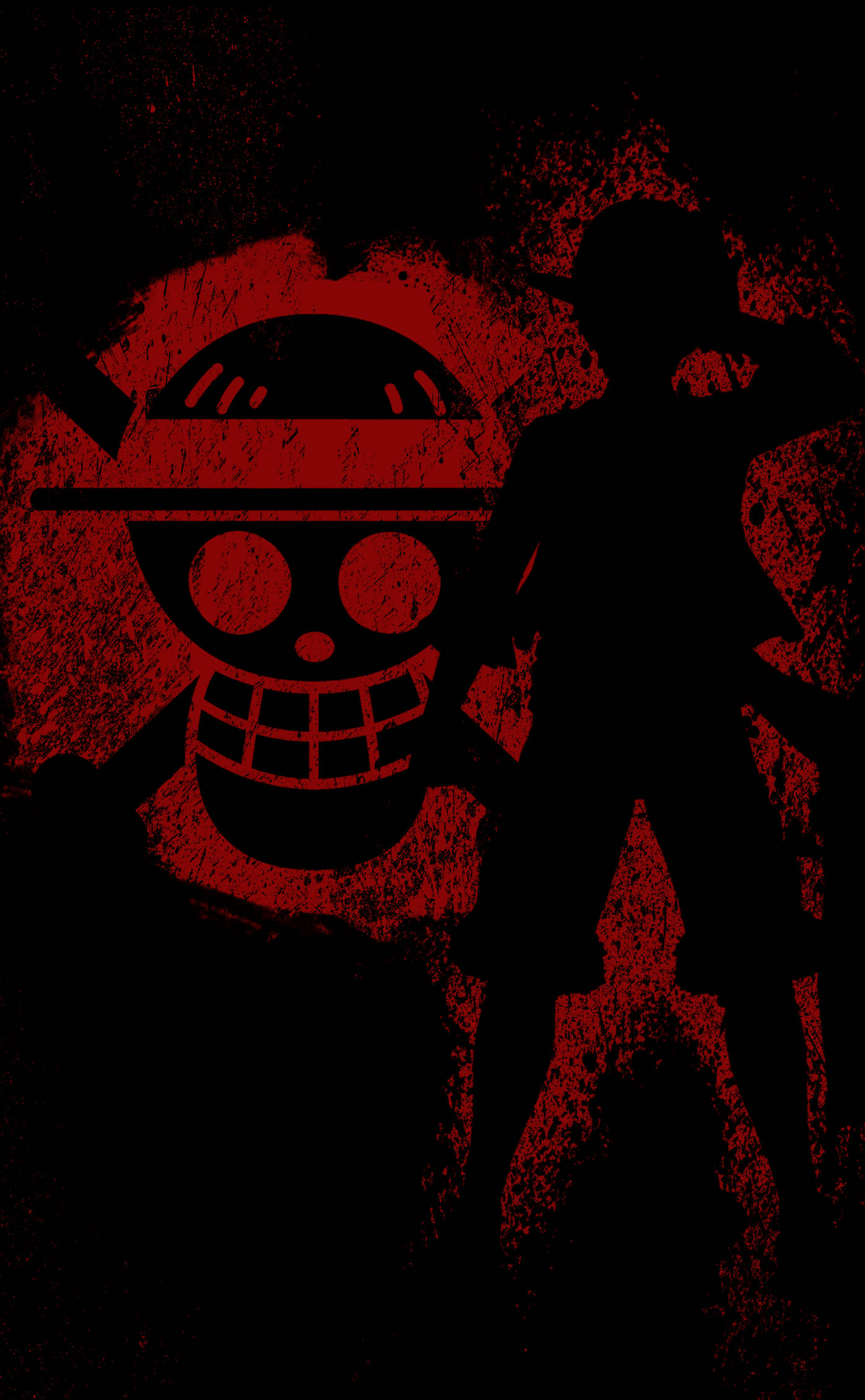 Luffy Μαύρο Φόντο με Κόκκινο Σπρέι Ταπετσαρία