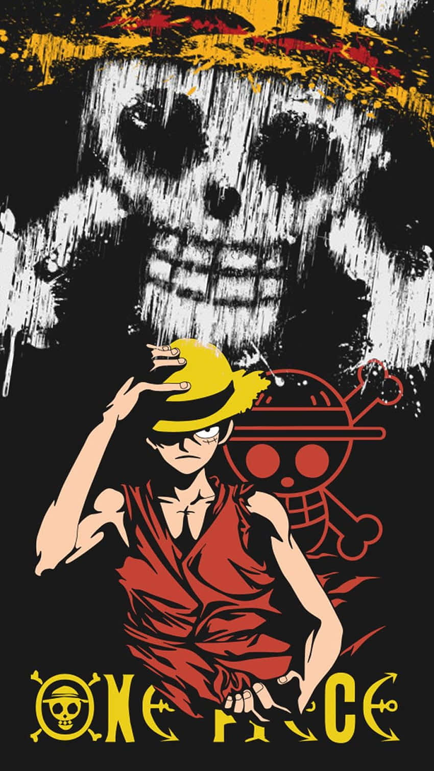 Εικόνα με τον Luffy και το σύμβολο του πειρατικού κρανίου από το One Piece Ταπετσαρία