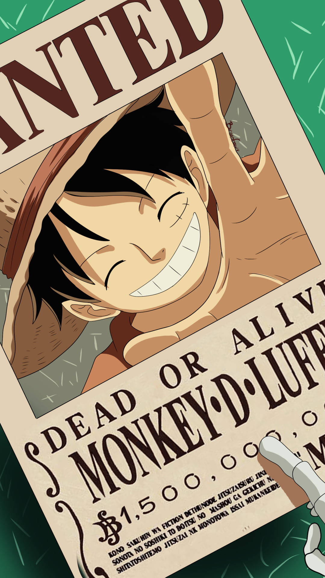 Αφίσα Καταζητείται με Χαμογελαστό Luffy Ταπετσαρία