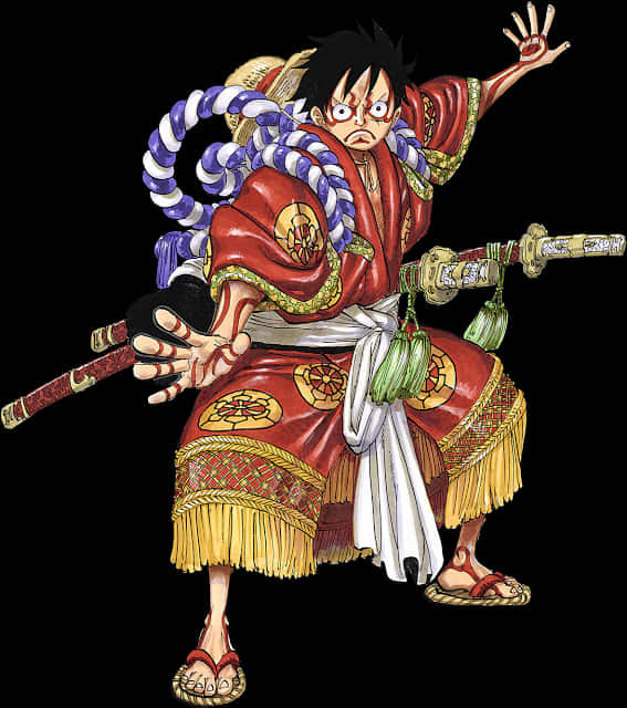 Ο Luffy με Παραδοσιακή Ιαπωνική Ενδυμασία Ταπετσαρία