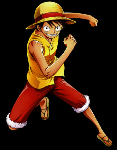 Luffy_ Straw_ Hat_ Πειρατής_ Πόζα Ταπετσαρία