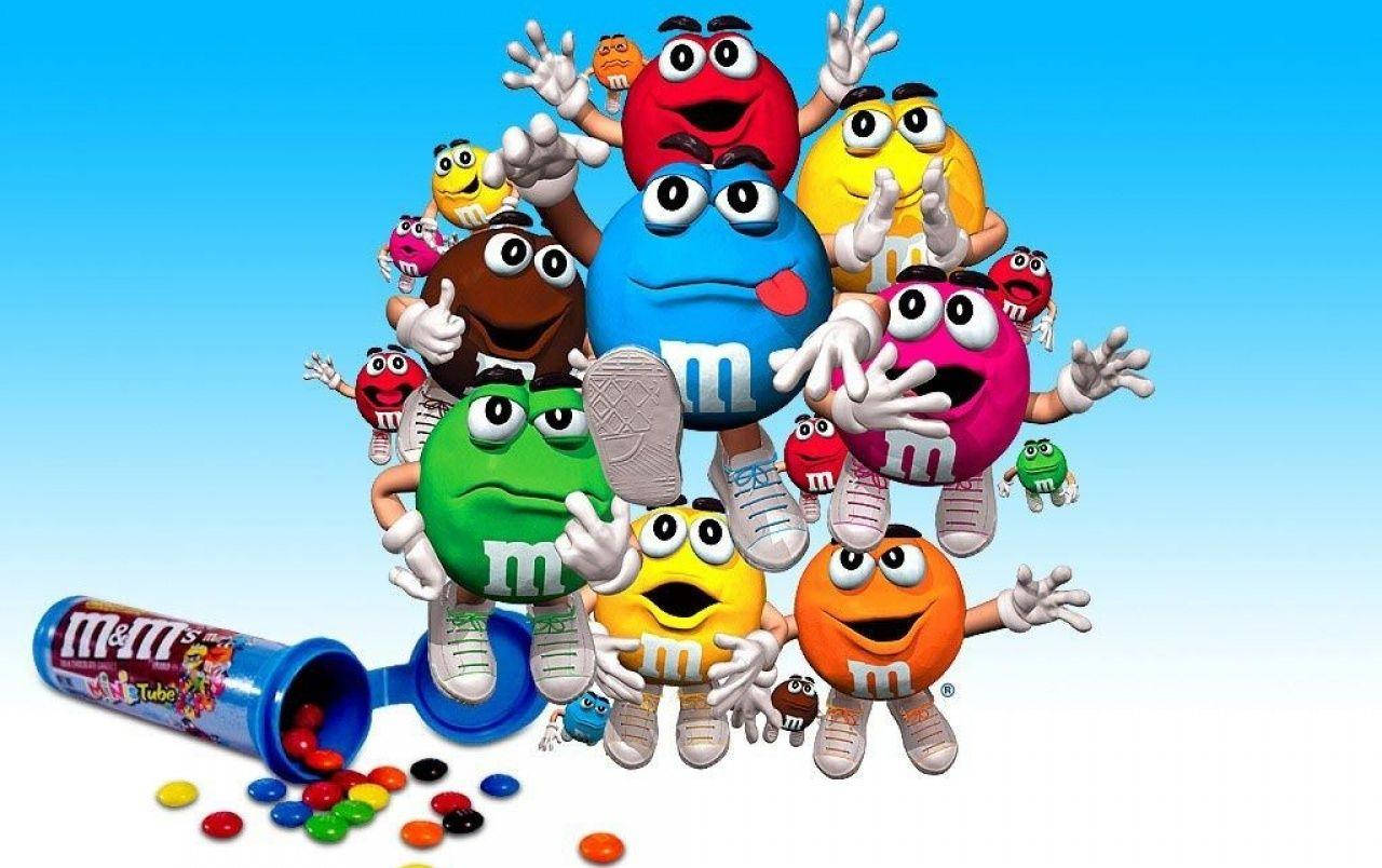 Πολύχρωμοι χαρακτήρες σοκολάτας M&M's Ταπετσαρία