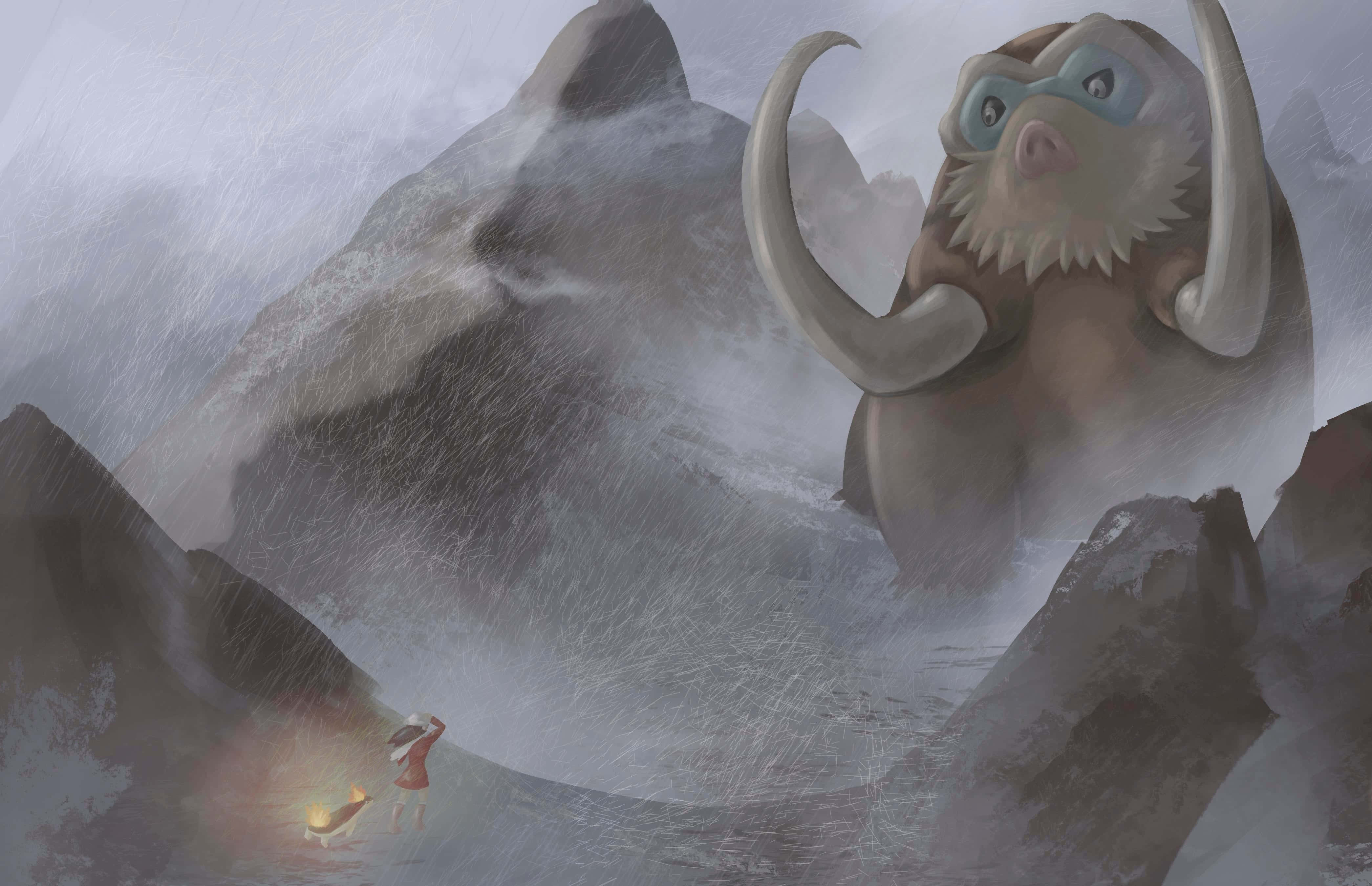 Ρεαλιστική Απεικόνιση του Mamoswine Pokemon Ταπετσαρία