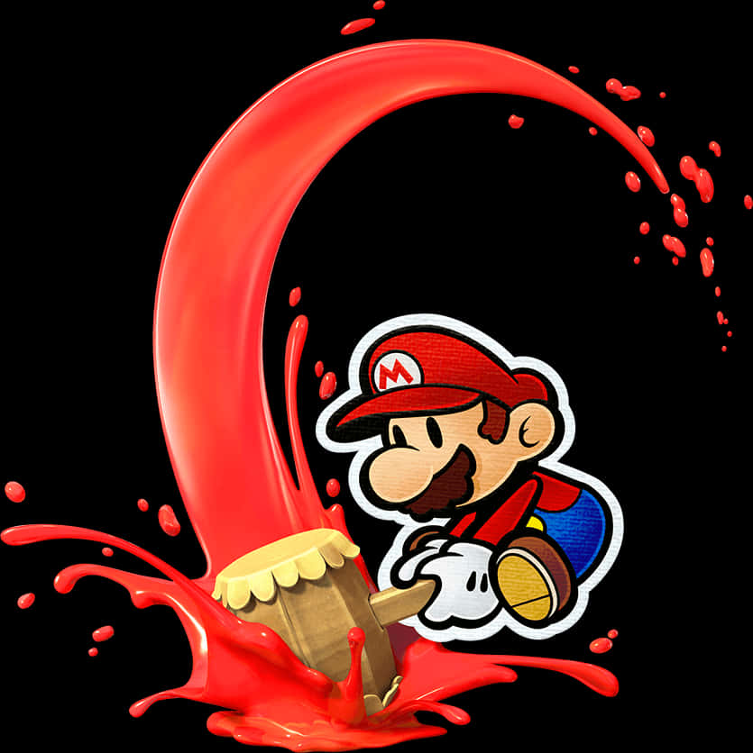 Κόκκινη πιτσιλιά μπογιάς Mario κινούμενο σχέδιο Ταπετσαρία