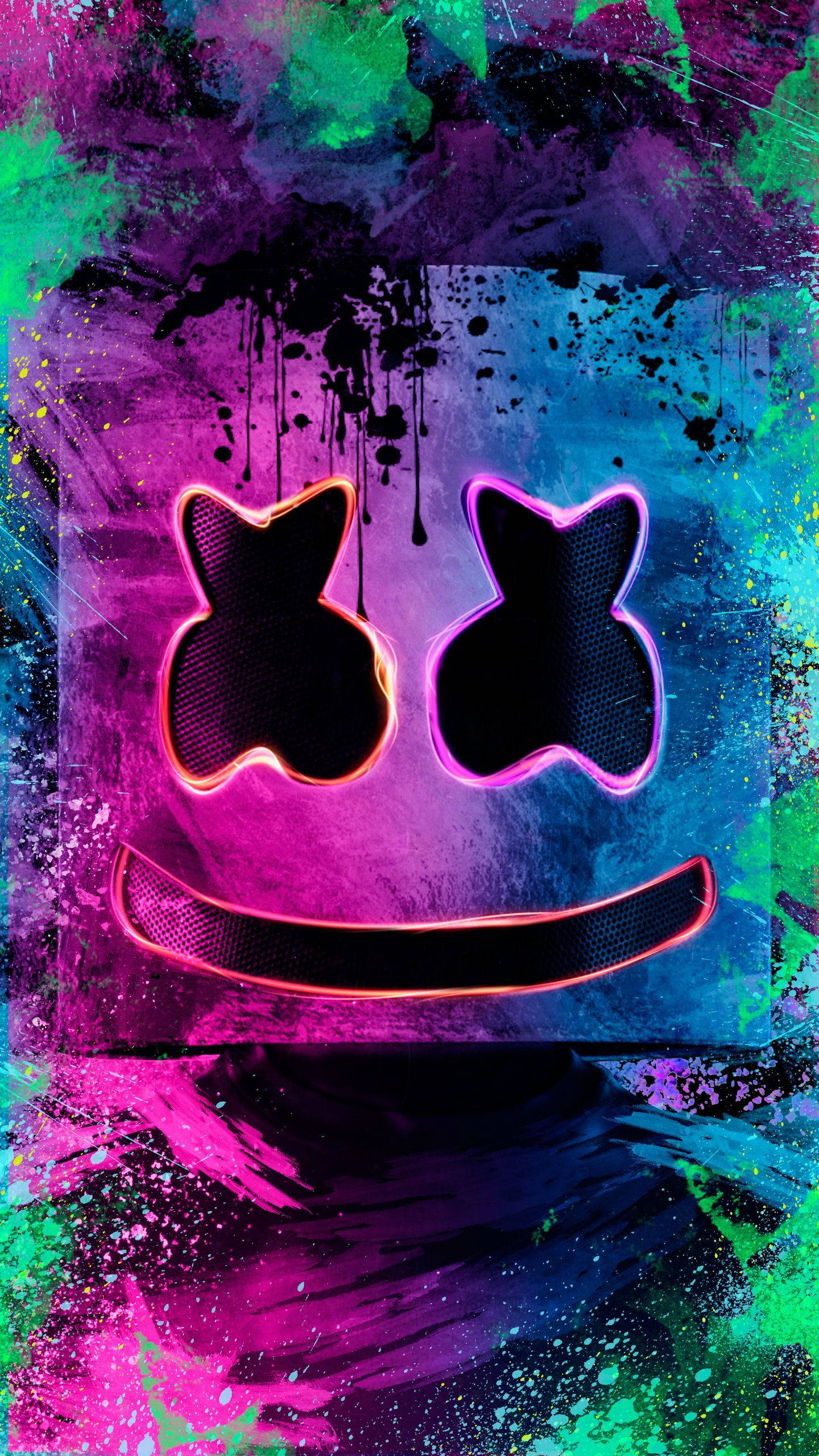 Μωβ Πράσινο Φόντο Marshmello HD iPhone Ταπετσαρία
