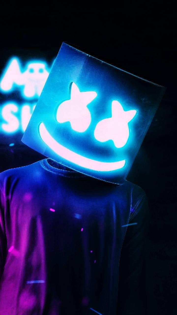 Μαύρο Νέον Κράνος Marshmello Ταπετσαρία