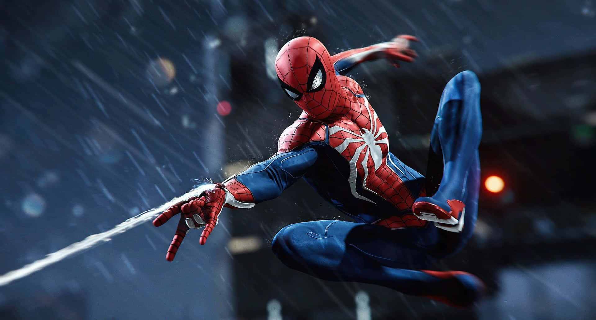 Marvel PS4 Spiderman Web Shooting Στη Βροχή Ταπετσαρία