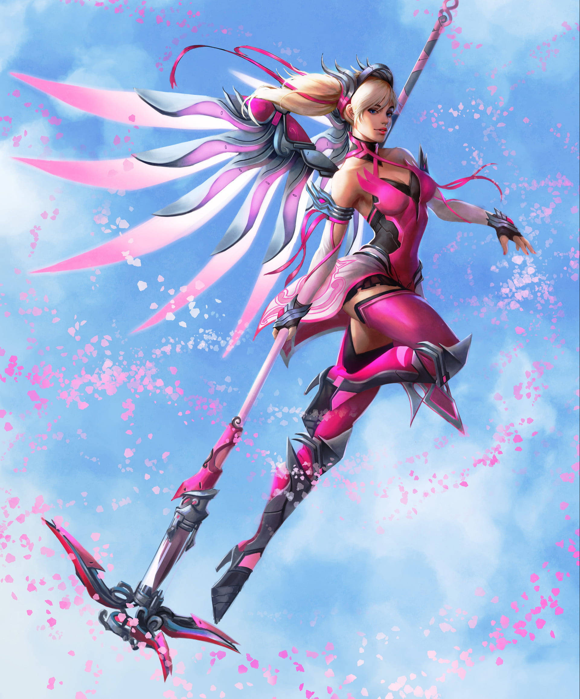Ροζ Mercy με Φτερά Ταπετσαρία