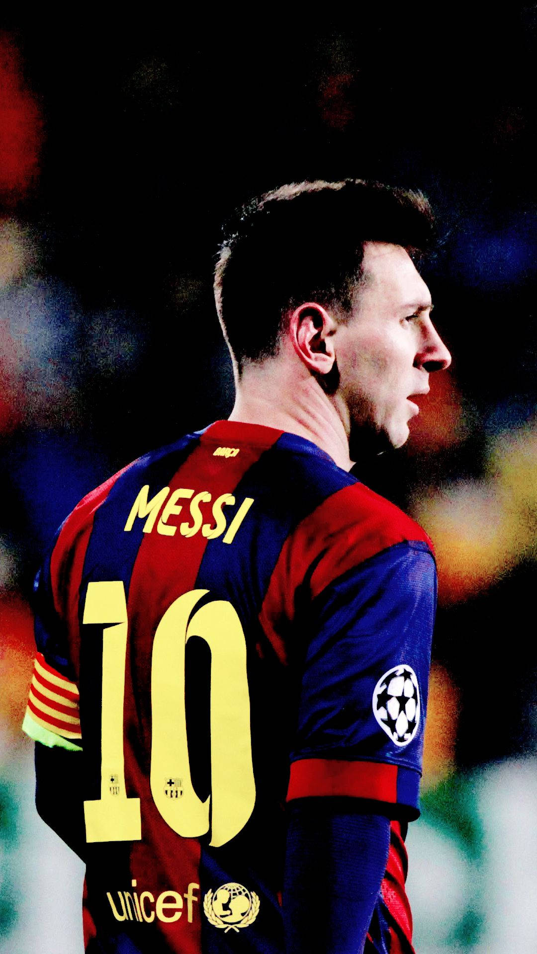 Ταπετσαρία με τον Messi με τον αριθμό 10 και το λογότυπο UNICEF στη φανέλα — Messi Ταπετσαρία