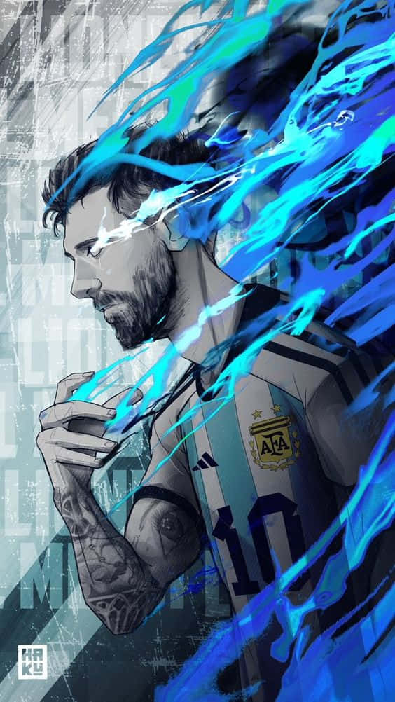 Messi iPhone Φλογερό Μπλε Fanart Ταπετσαρία