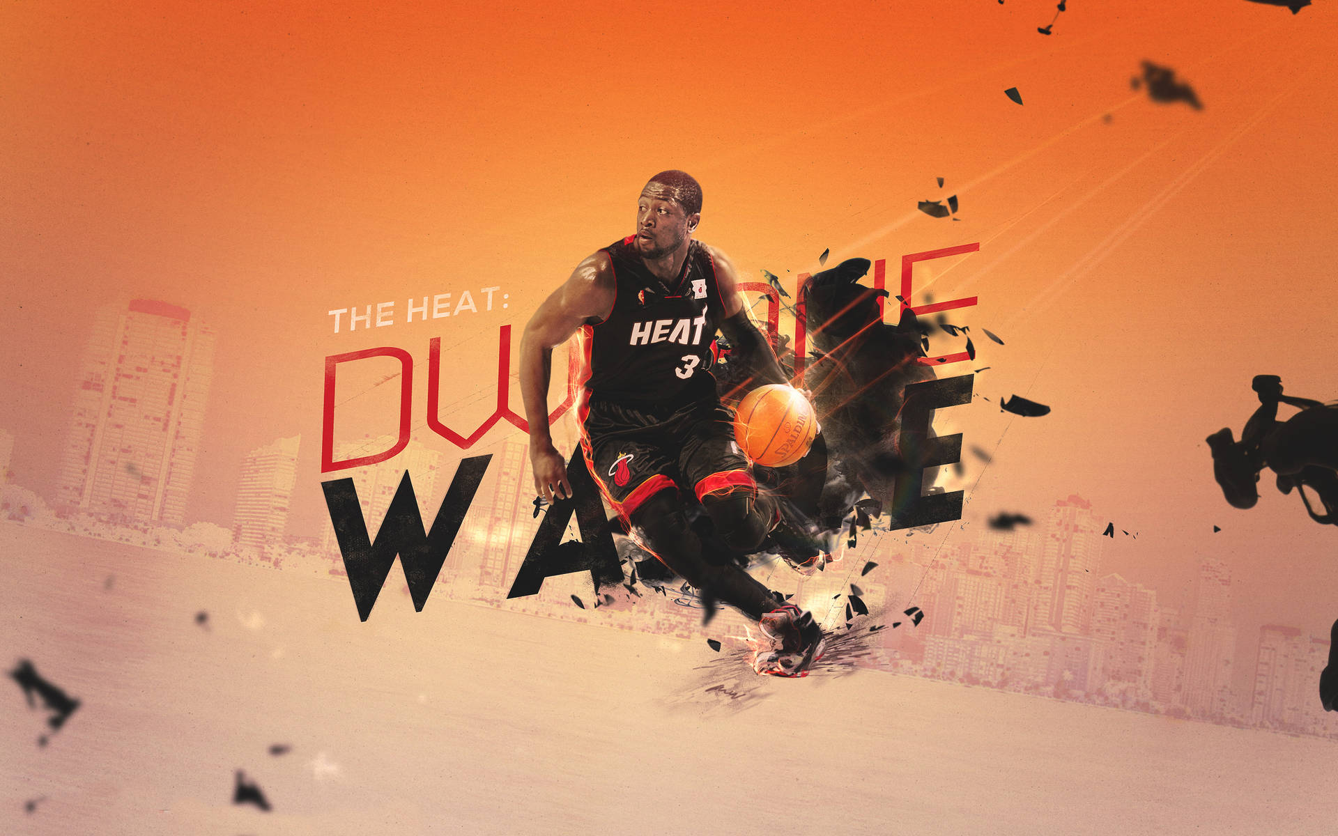 Miami Heat Dwyane Wade Ψηφιακό Έργο Τέχνης — Μπάσκετ GIF Ταπετσαρία