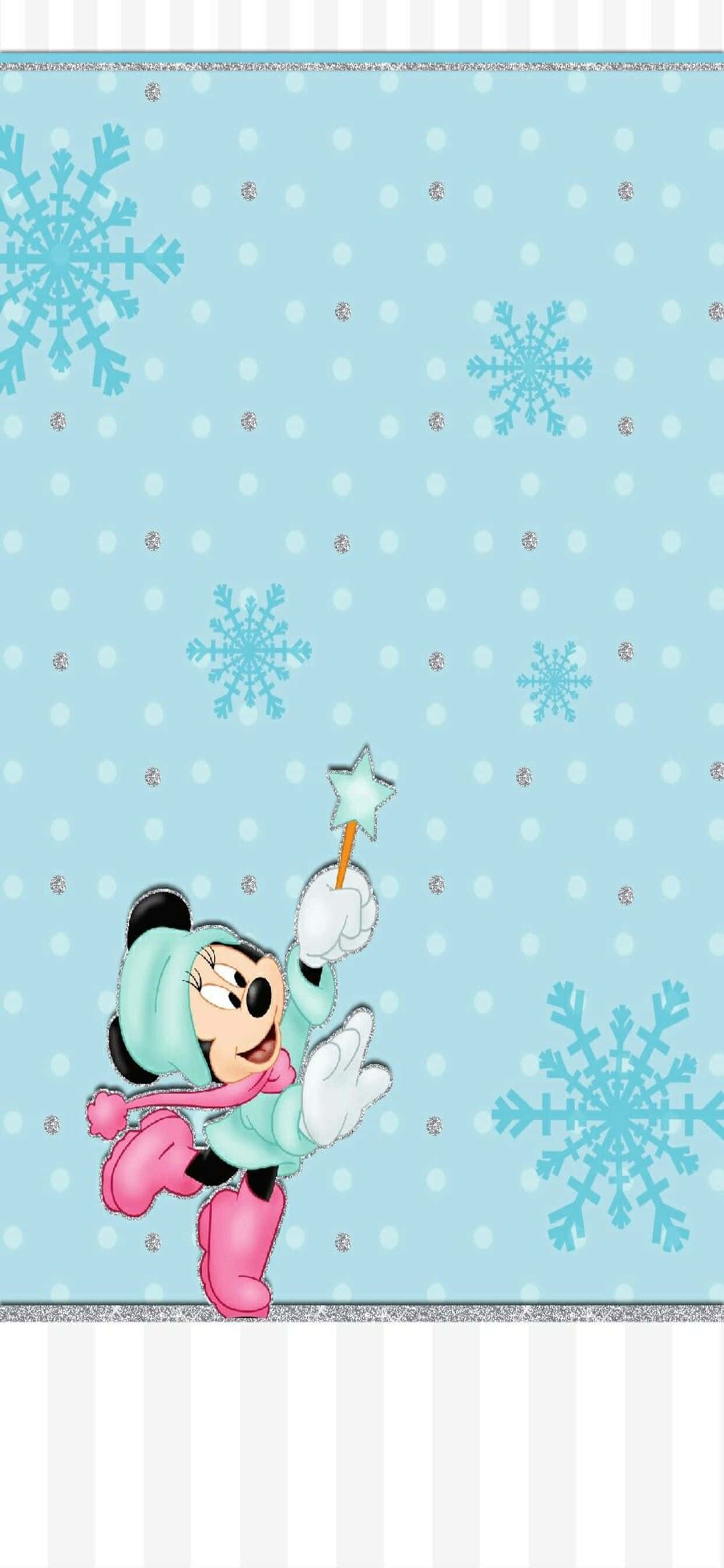 ταπετσαρία με νιφάδες χιονιού mickey mouse Ταπετσαρία