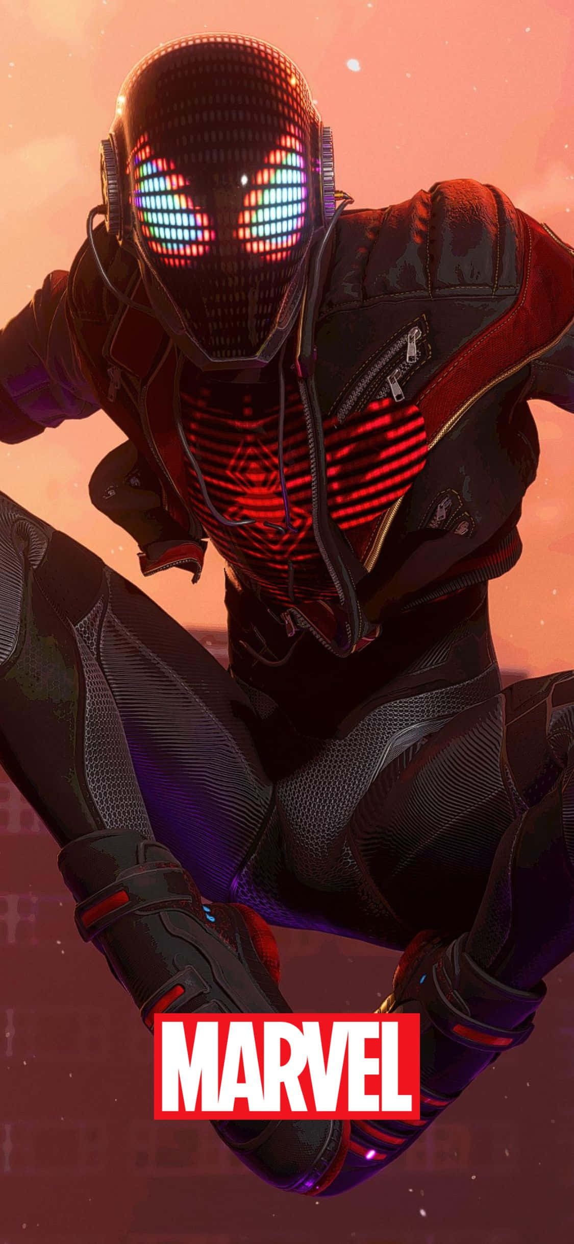 Miles Morales με ακουστικά iPhone XS Marvel φόντο Ταπετσαρία