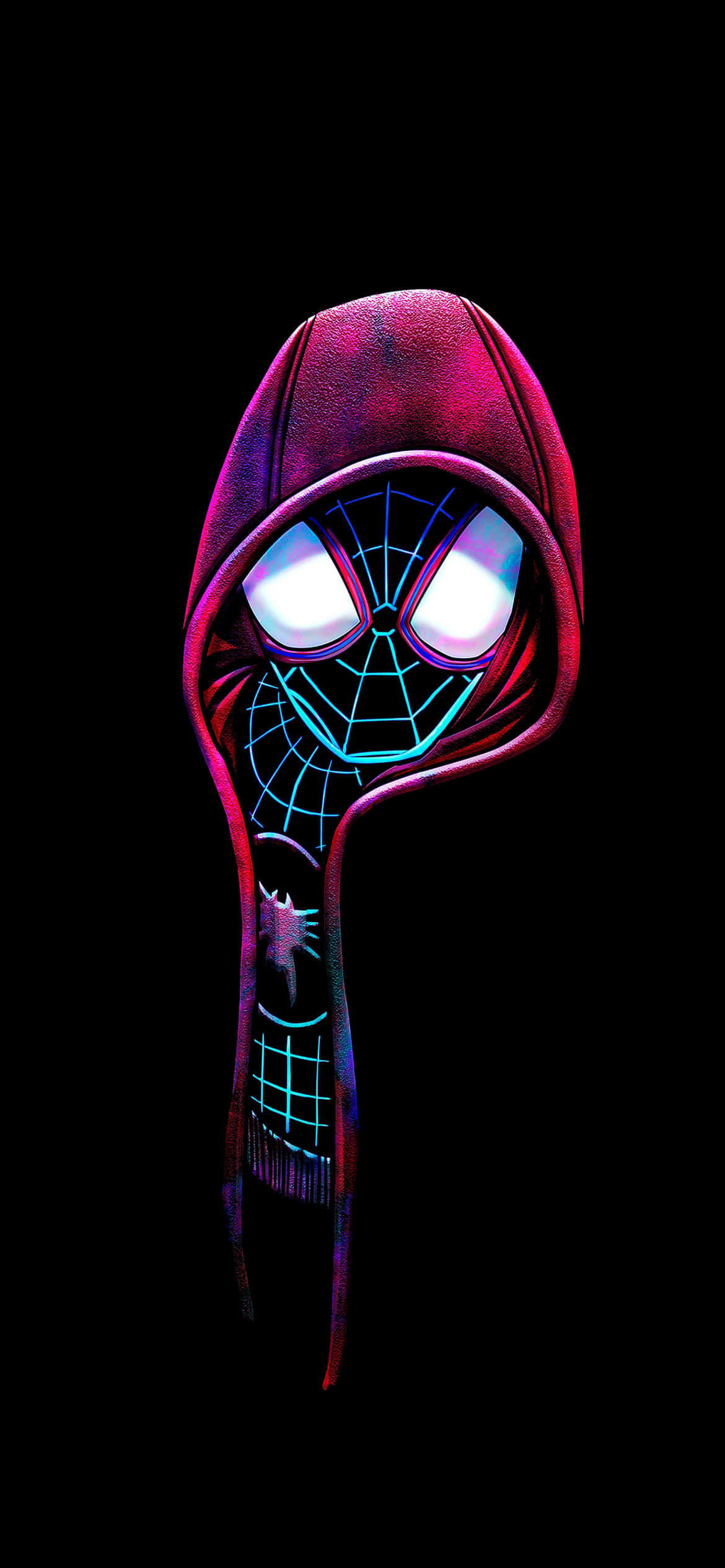 Ο Miles Morales ως Spiderman που Λάμπει σε Νέον Φόντο Ταπετσαρία