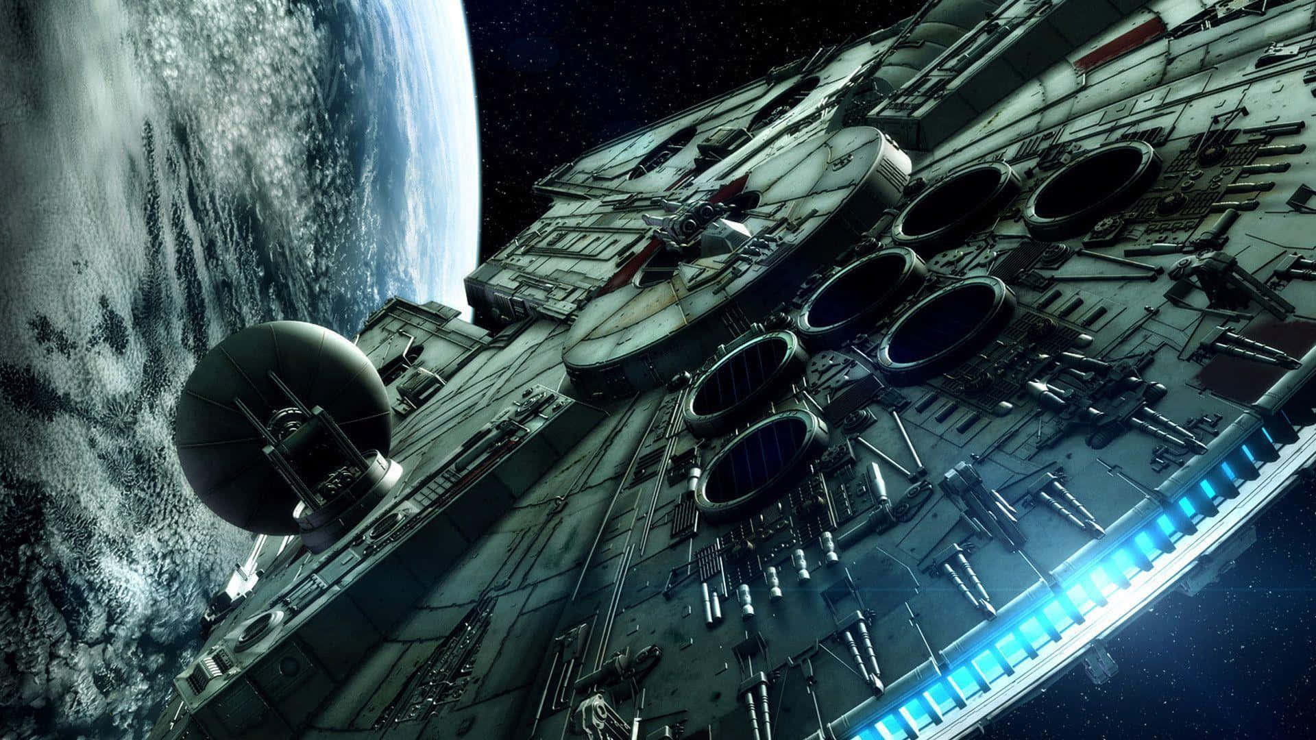 Millennium Falcon του Star Wars πάνω από πλανήτη Ταπετσαρία