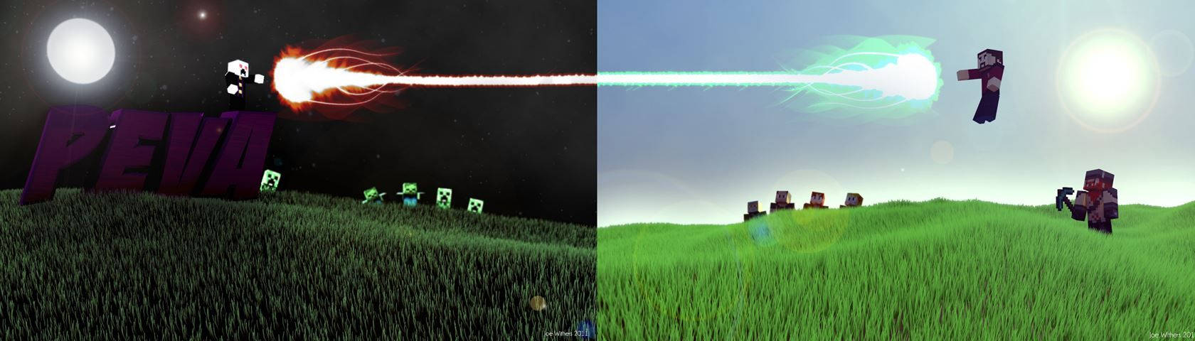 Συγχωνευμένες Φωτιές Πάνω από έναν Κόσμο Minecraft Ταπετσαρία