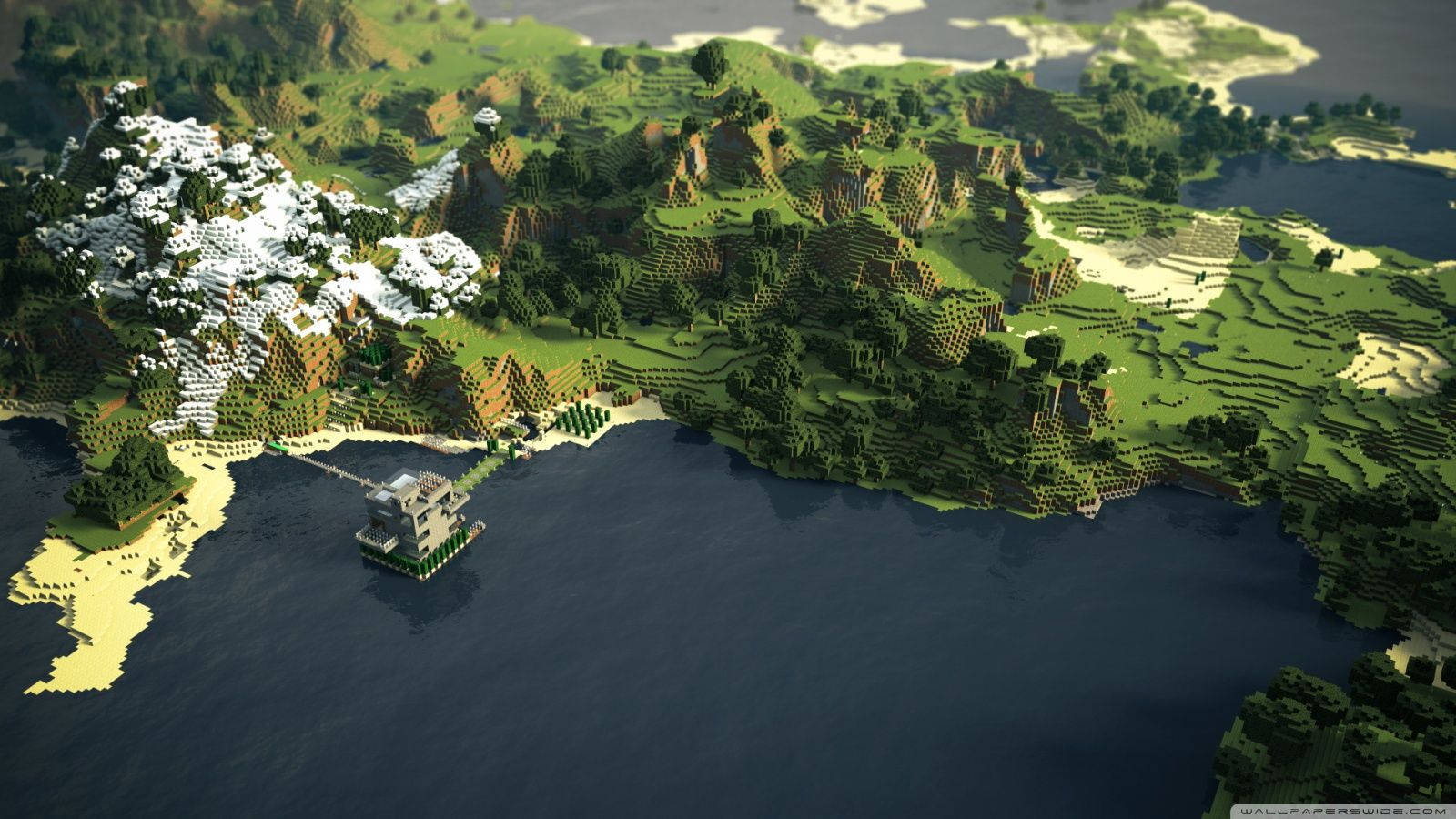 Τοπίο Δάσους Ωκεανού Minecraft Ταπετσαρία