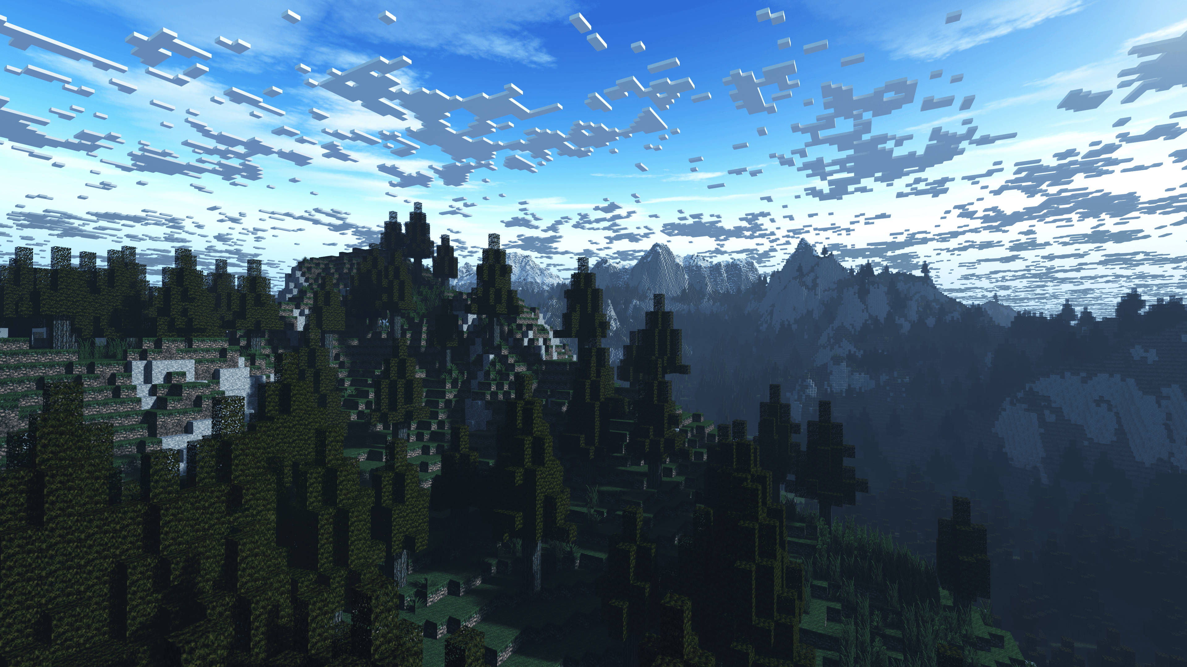 Συναρπαστικός Ορίζοντας Minecraft: Σύννεφα Πάνω από Δάσος Ταπετσαρία