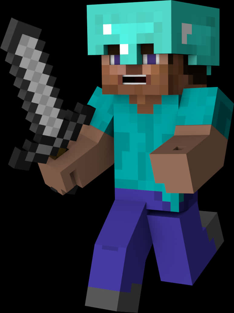 Minecraft_ Χαρακτήρας_ με_ Σπαθί Ταπετσαρία