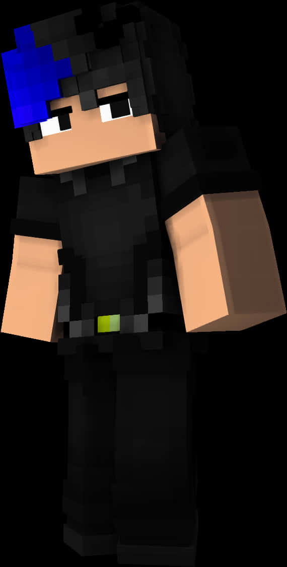 Minecraft_ Χαρακτήρας_ Με_ Μπλε_ Μαλλιά Ταπετσαρία