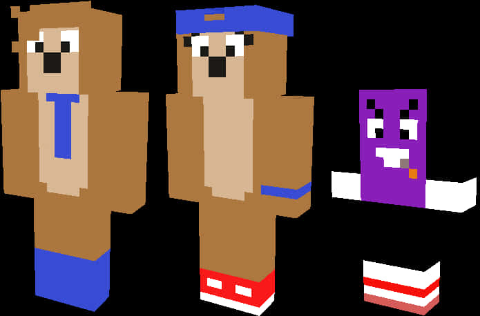 Χαρακτήρες ζώων σε στιλ Minecraft Ταπετσαρία