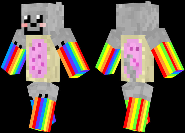 Έγχρωμο Minecraft Skin με Ουράνιο Τόξο στα Χέρια Ταπετσαρία