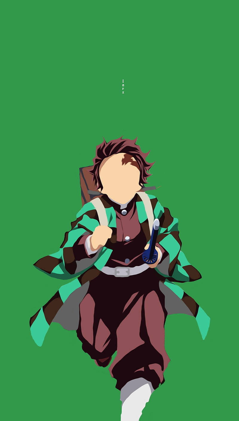 Minimalist Anime Art - Tanjiro Kamado από το Demon Slayer σε Οθόνη Κινητού Ταπετσαρία