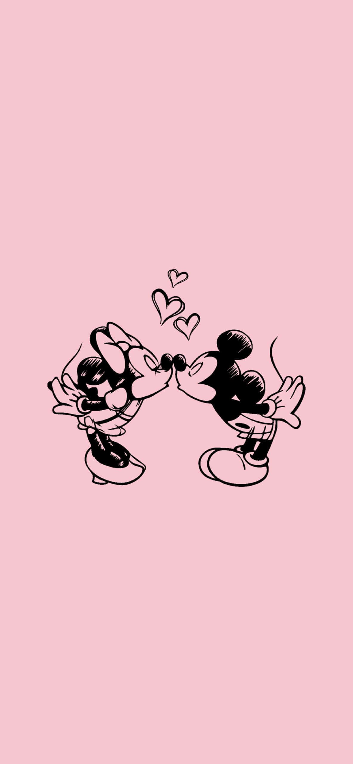 Ροζ Αισθητικό Φόντο Minnie και Mickey Ταπετσαρία