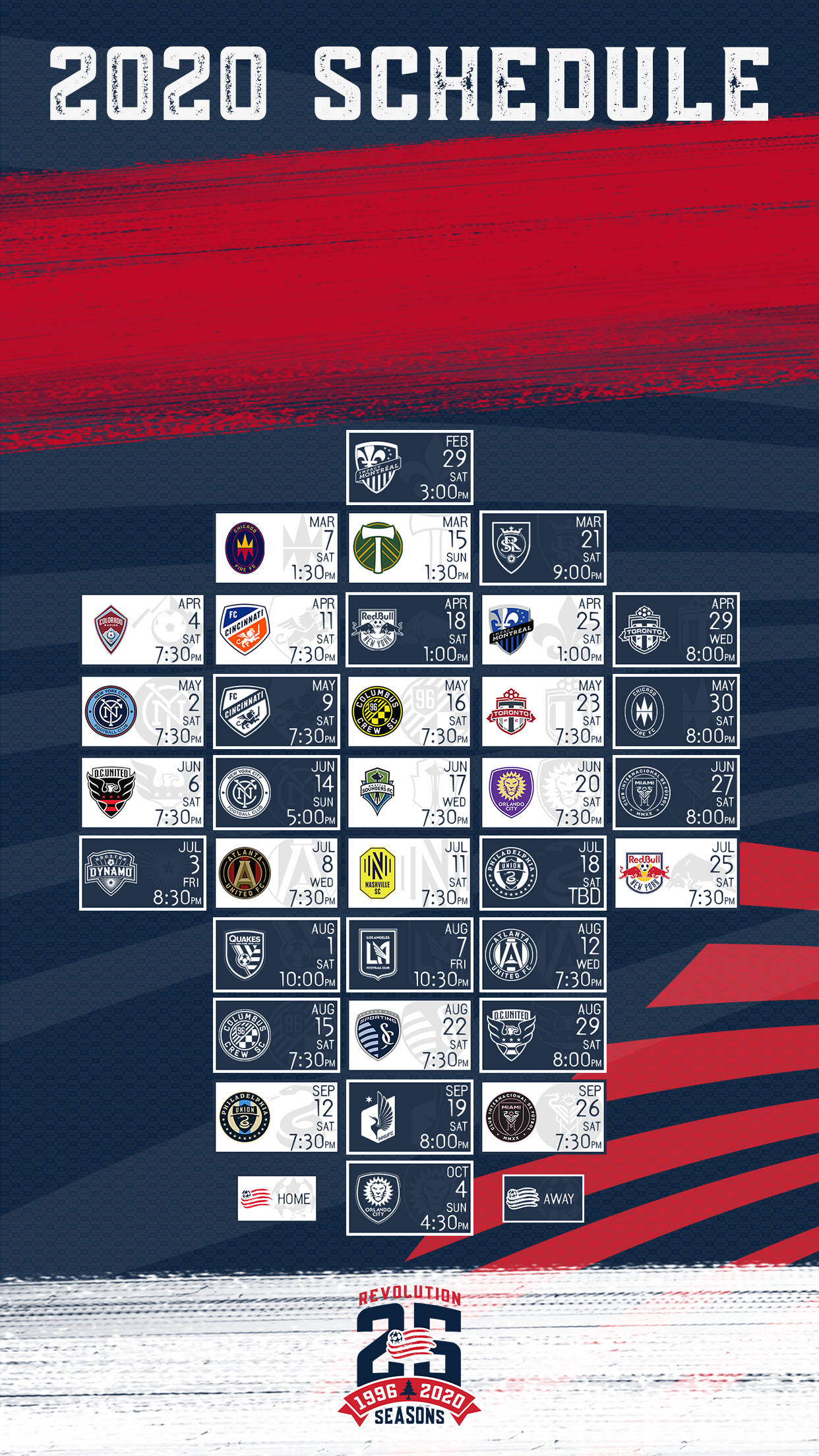 Πρόγραμμα MLS 2020 της Νέας Αγγλίας Revolution Ταπετσαρία