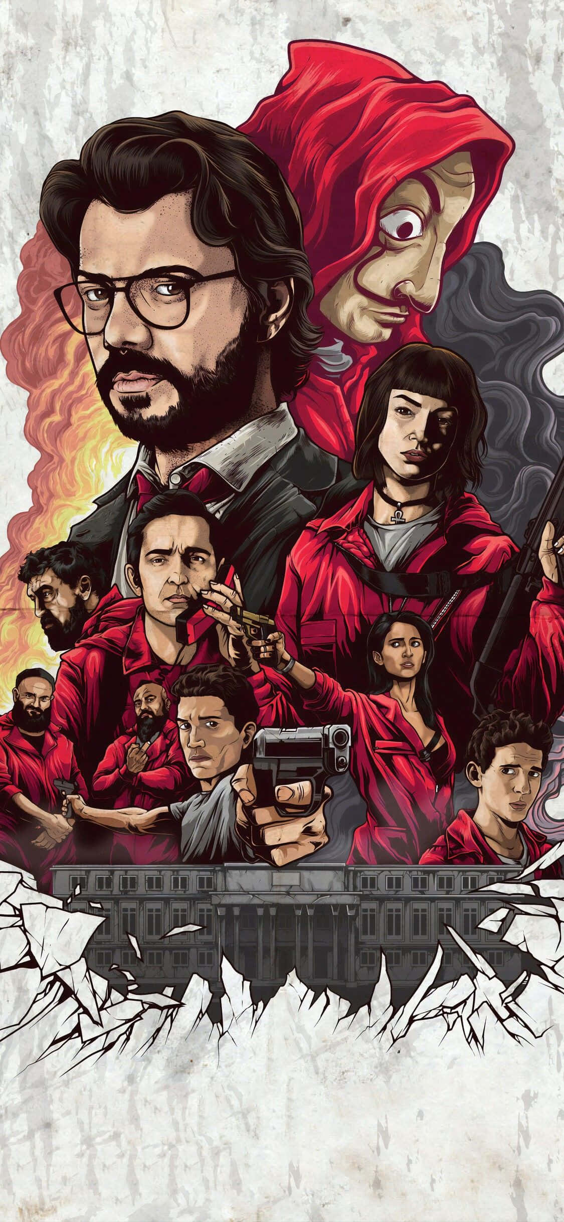 Αφίσα με το καστ του Money Heist Ταπετσαρία