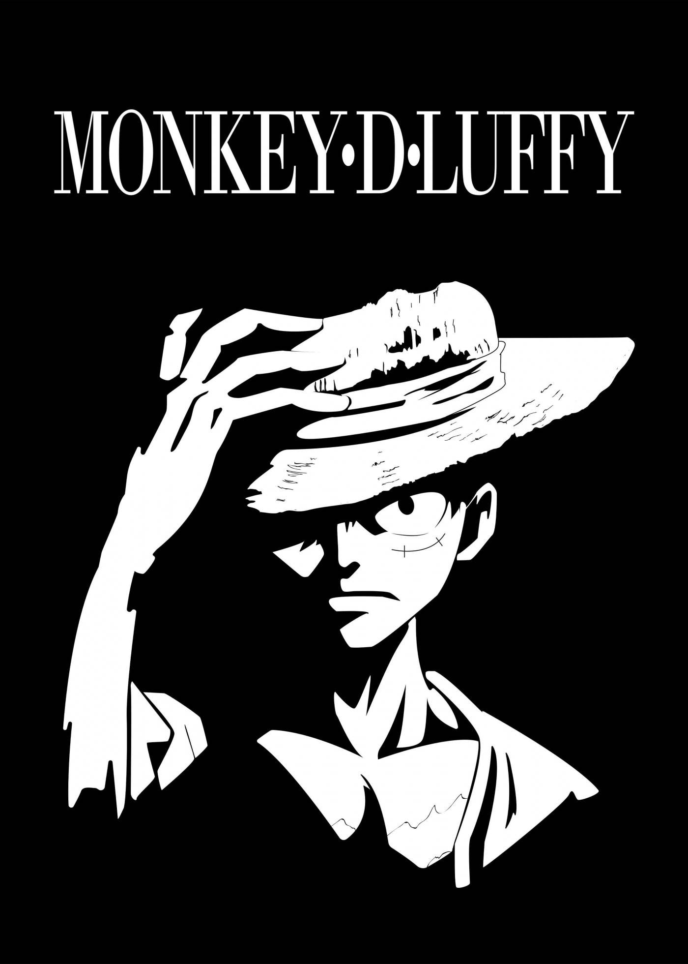 Αποφασισμένος Monkey D. Luffy σε Ασπρόμαυρο Ταπετσαρία