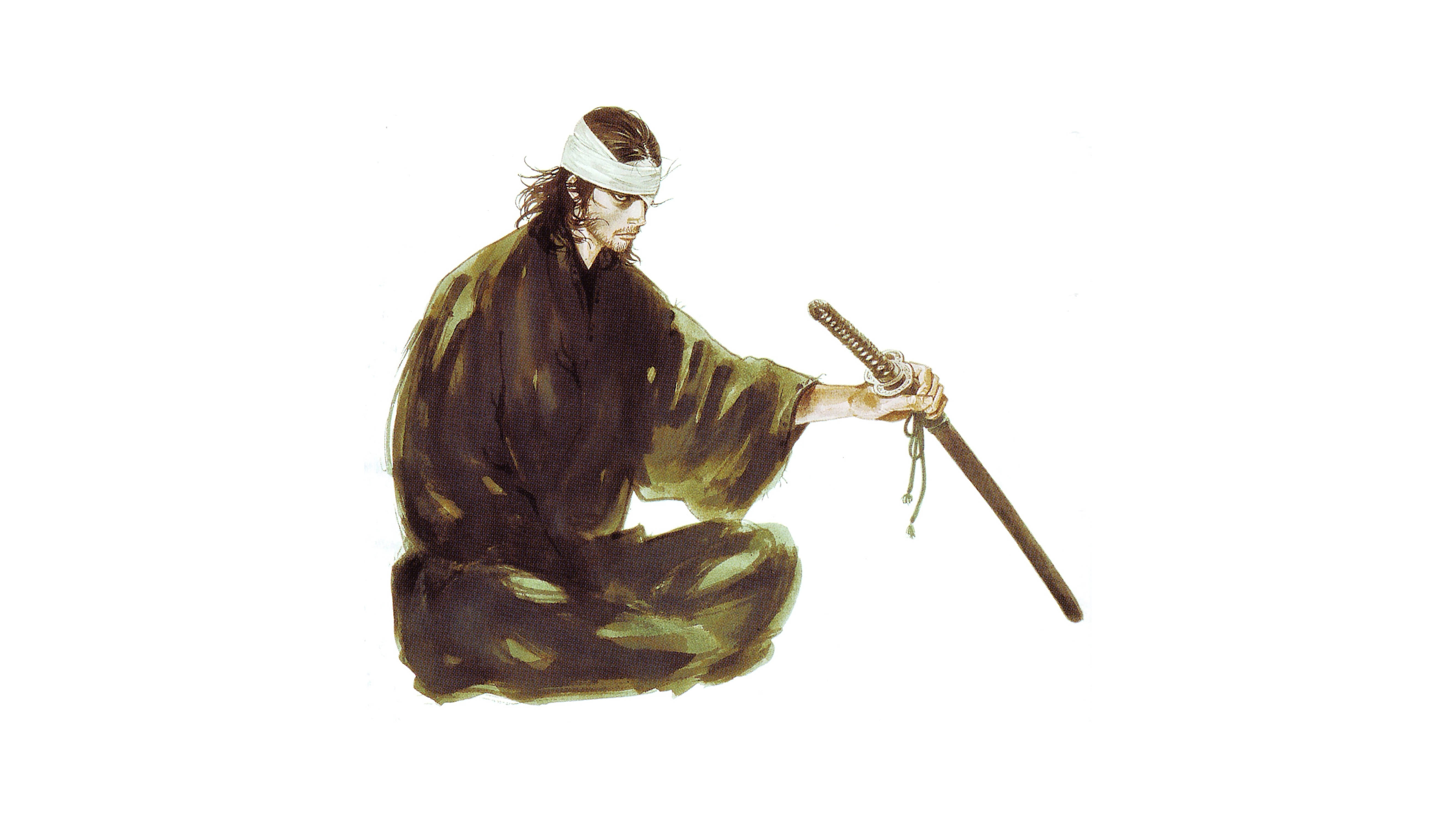 Musashi Vagabond κρατώντας σπαθί Ταπετσαρία