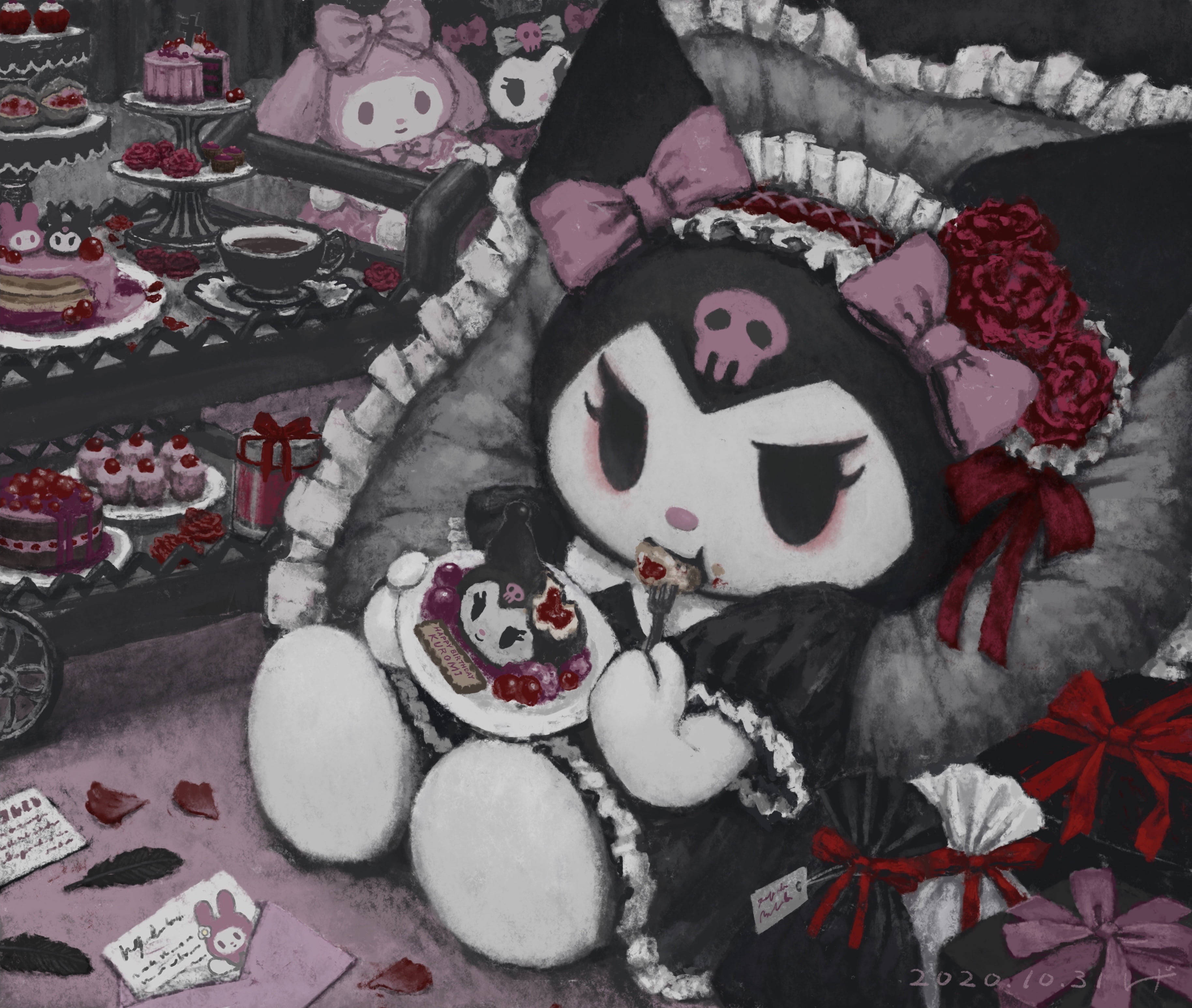 My Melody Kuromi Χαριτωμένη Εικονογράφηση Ταπετσαρία