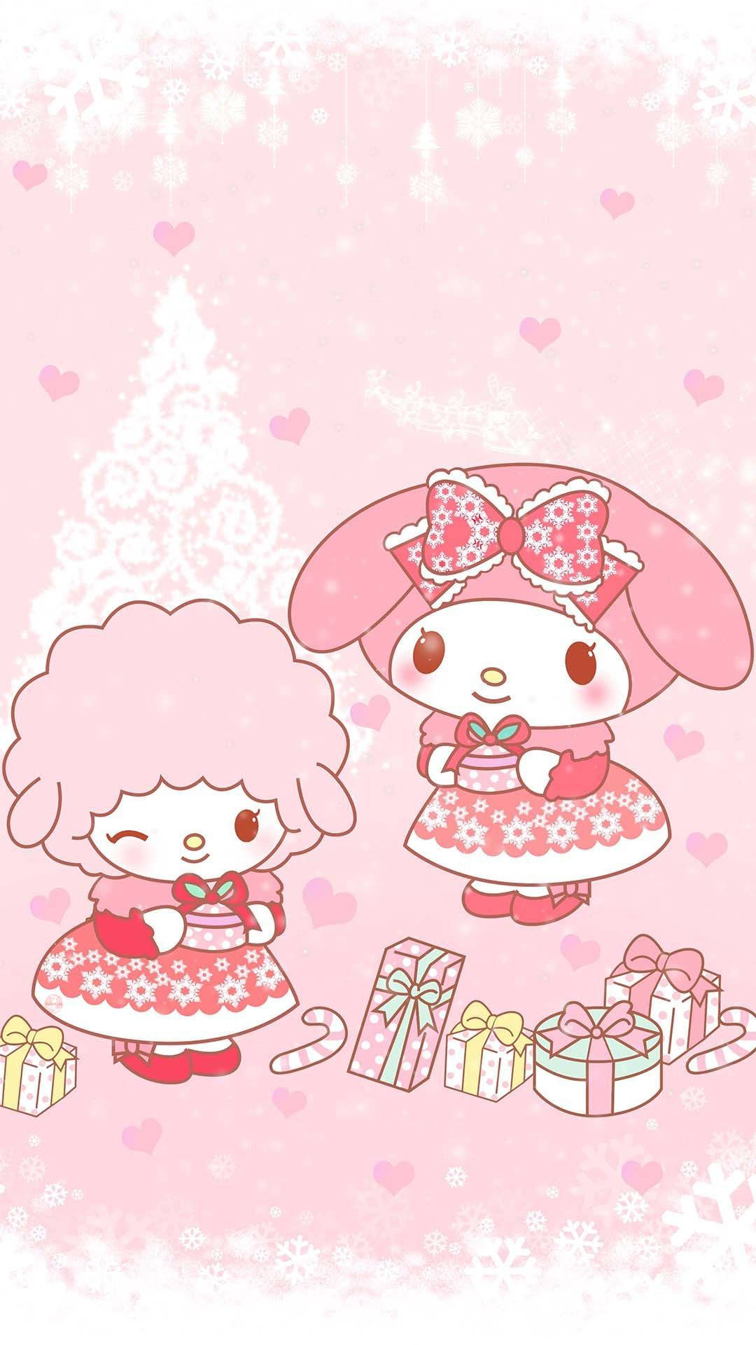 My Melody Ροζ Χριστουγεννιάτικα Δώρα PFP Ταπετσαρία