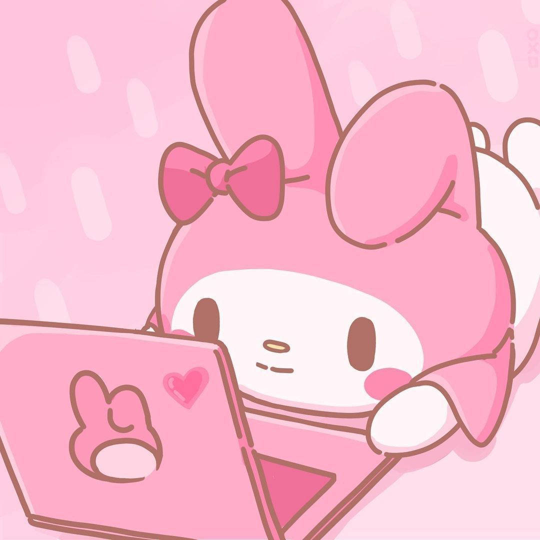 My Melody με ροζ φορητό υπολογιστή PFP — Sanrio GIF Ταπετσαρία