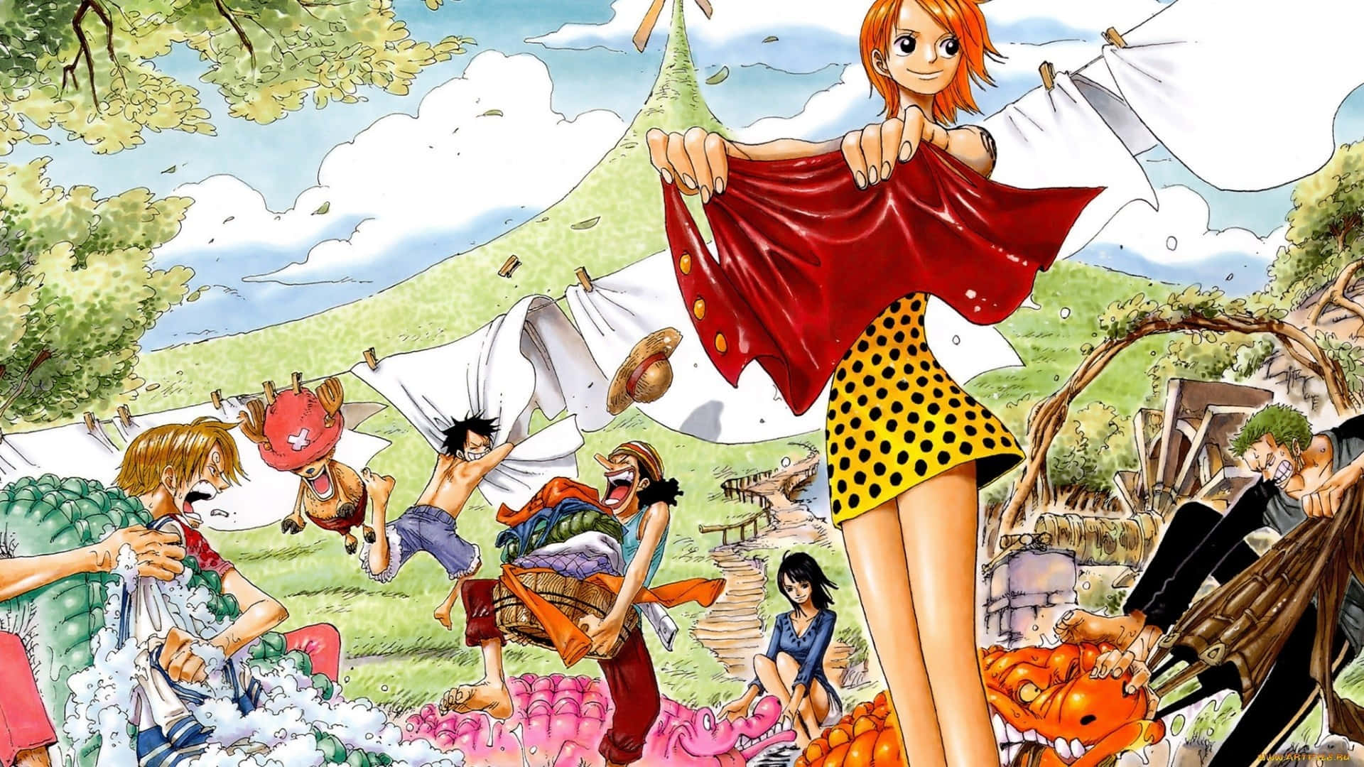 Nami One Piece Κρεμάει Πλυμένα Ρούχα Ταπετσαρία