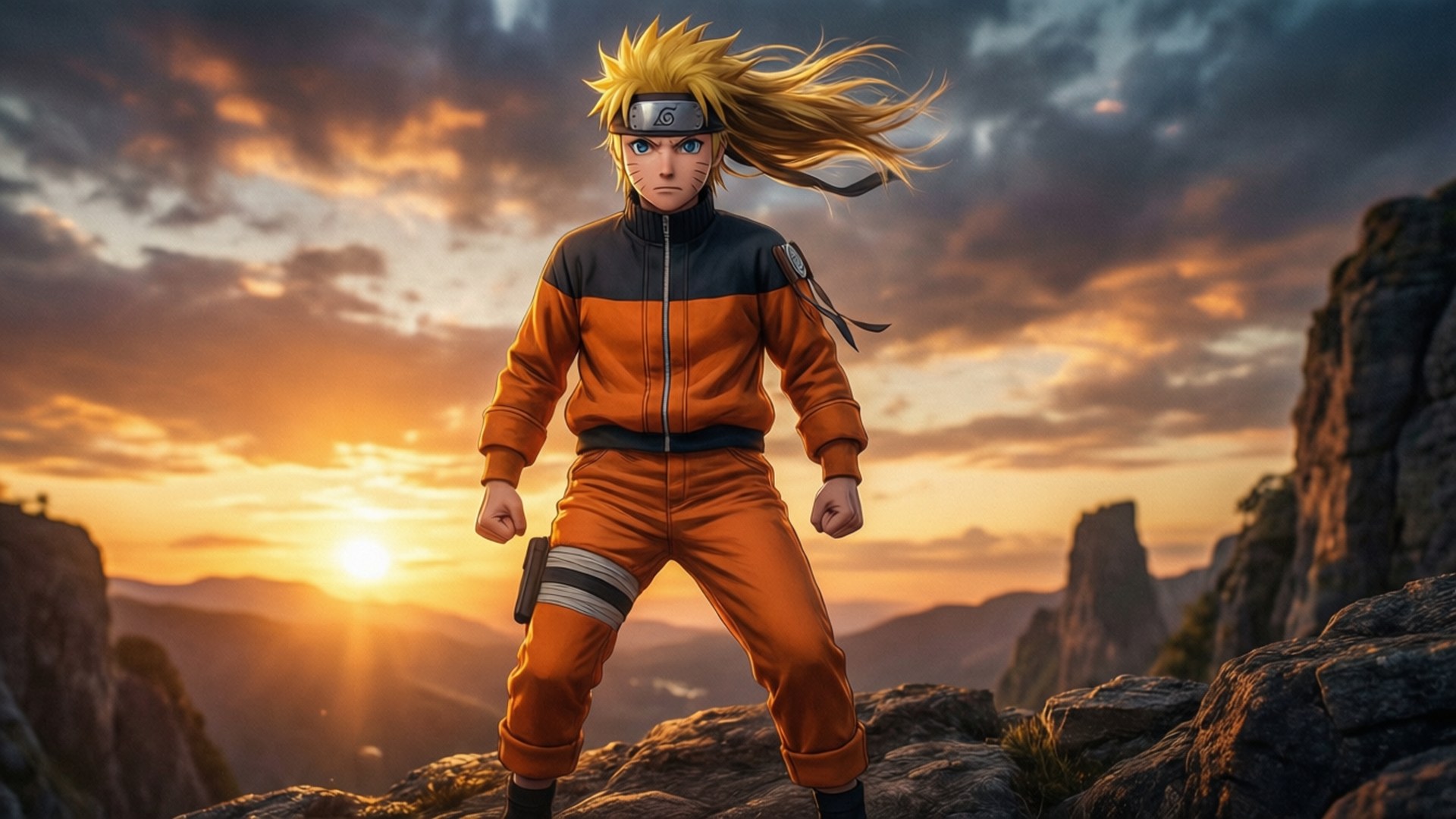 Naruto στο Ηλιοβασίλεμα Ταπετσαρία