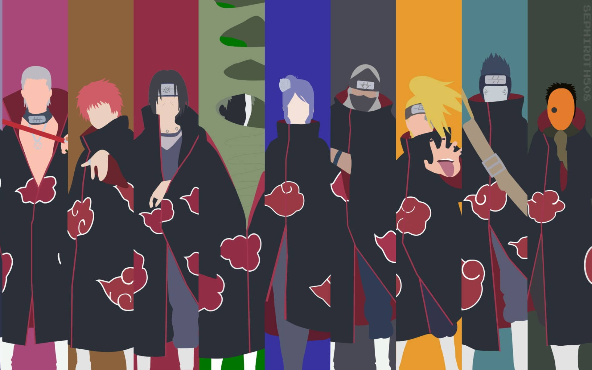 Μινιμαλιστικοί Χαρακτήρες Naruto Akatsuki Ταπετσαρία