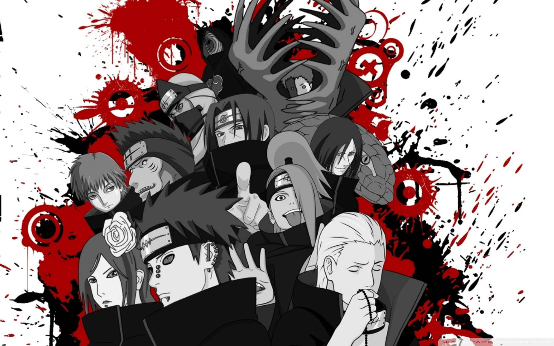 Naruto Χαρακτήρες Akatsuki Σε Κλίμακα του Γκρι Ταπετσαρία