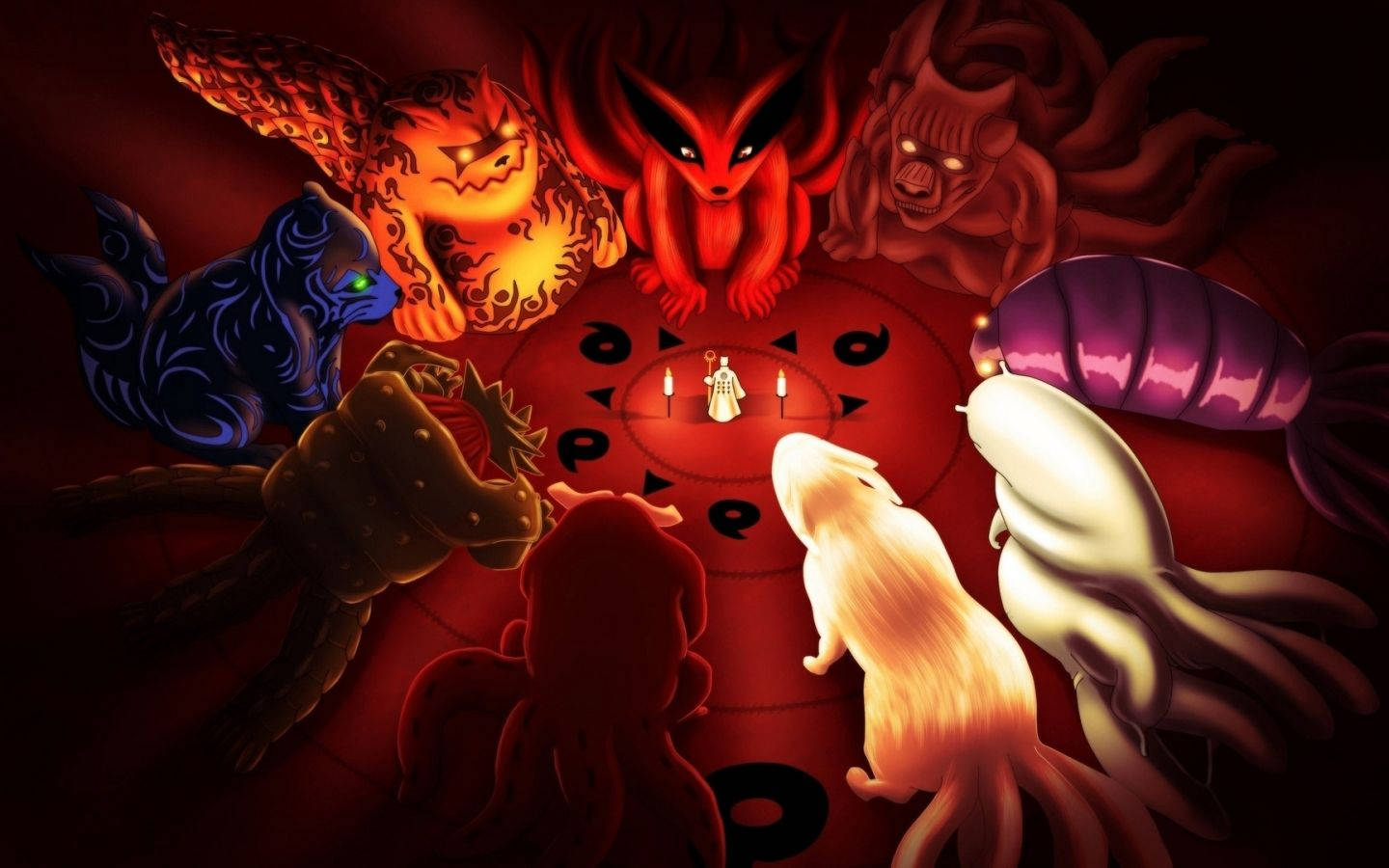 Naruto ζωντανή ταπετσαρία με ουρές τέρατα Ταπετσαρία