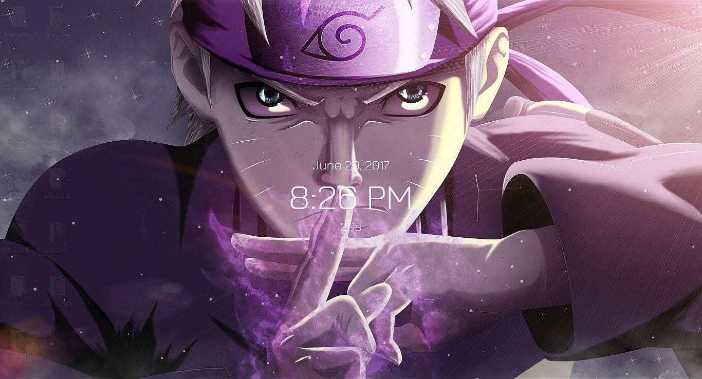 Naruto Live Μωβ Αισθητική Ψηφιακό Ρολόι Ταπετσαρία