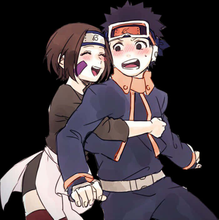 Αγκαλιά Naruto και Rin σε κινούμενα σχέδια Ταπετσαρία