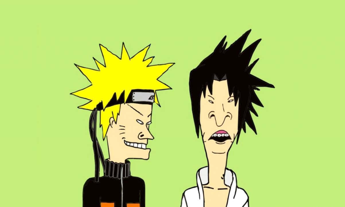 Αστεία τέχνη Naruto και Sasuke σε στιλ Beavis And Butthead Ταπετσαρία