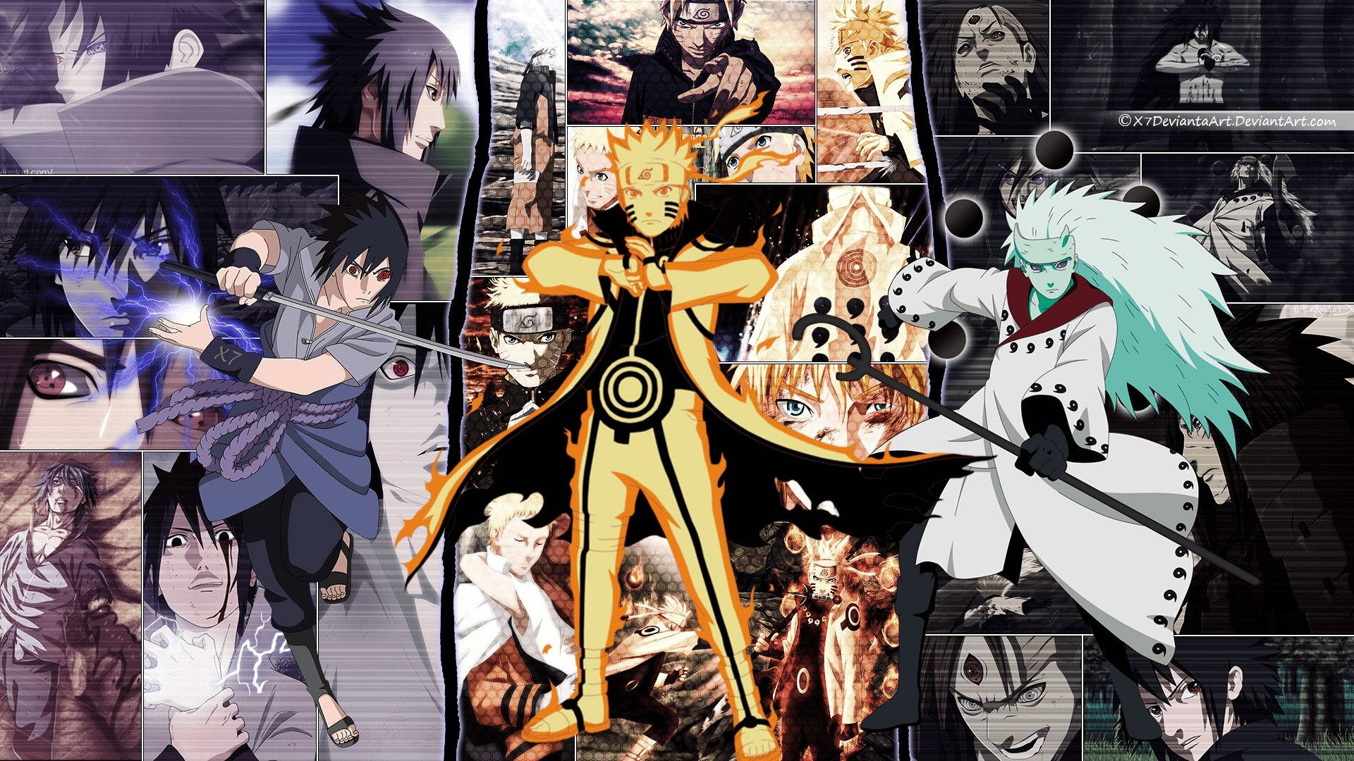 Naruto και Sasuke με τον Uchiha Madara Ταπετσαρία