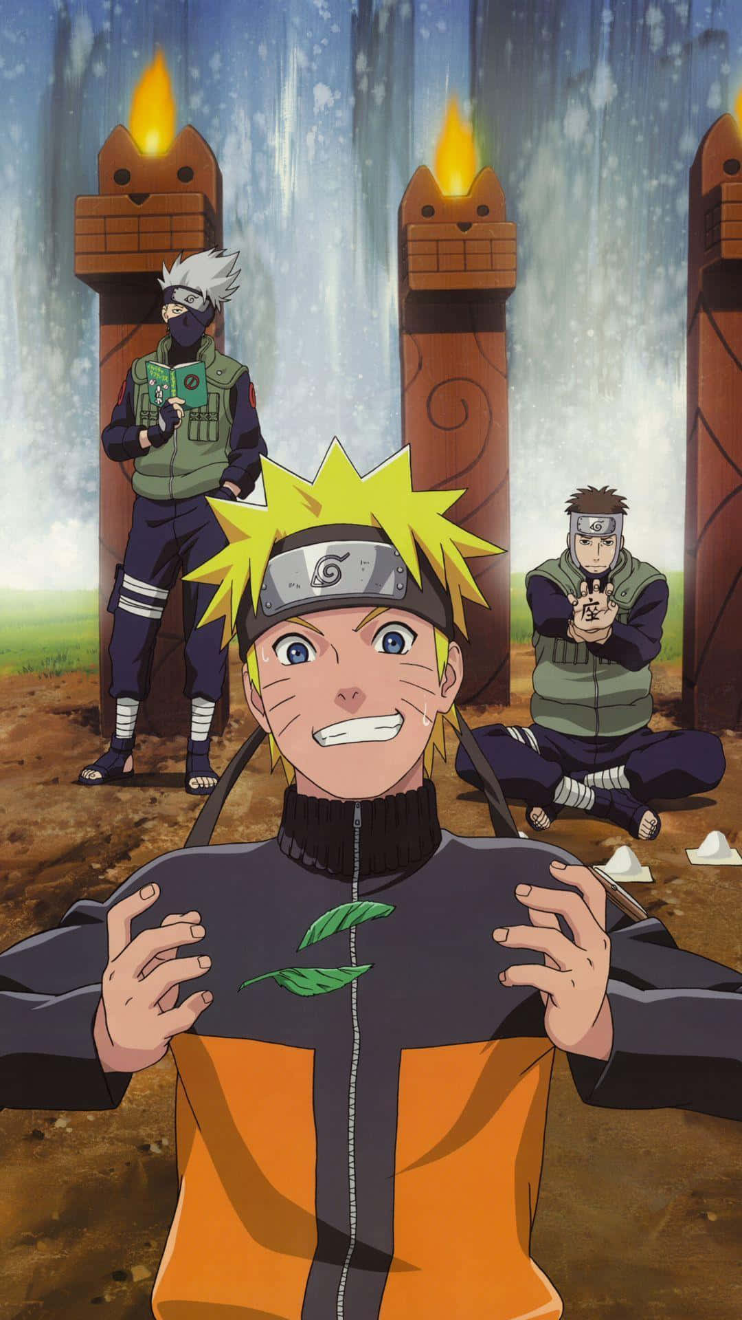 Έντονη στάση μάχης του Naruto Uzumaki σε λαμπερό φως Ταπετσαρία