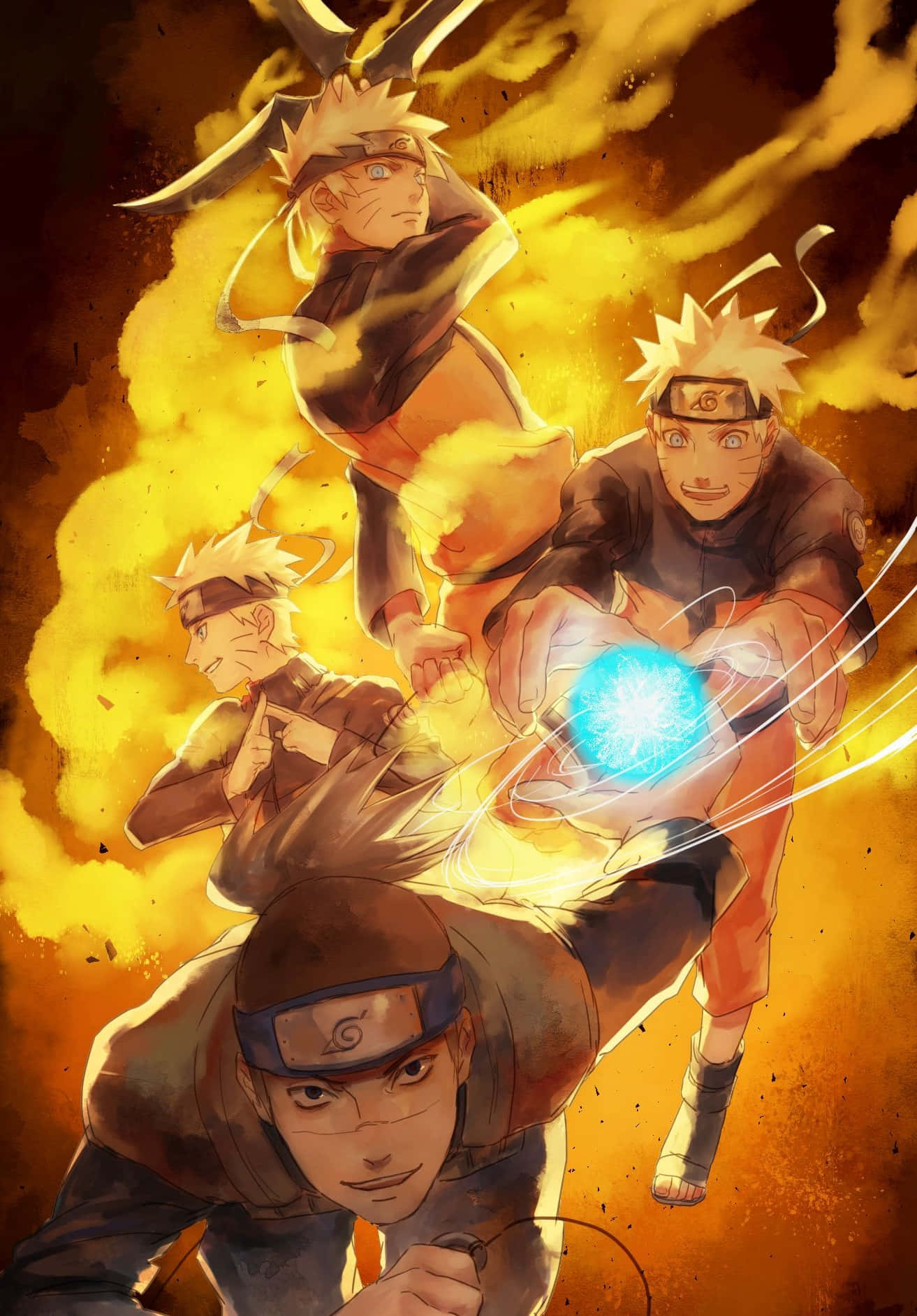 Naruto Uzumaki έτοιμος για δράση σε ένα τολμηρό, δυναμικό φόντο κινητού Ταπετσαρία