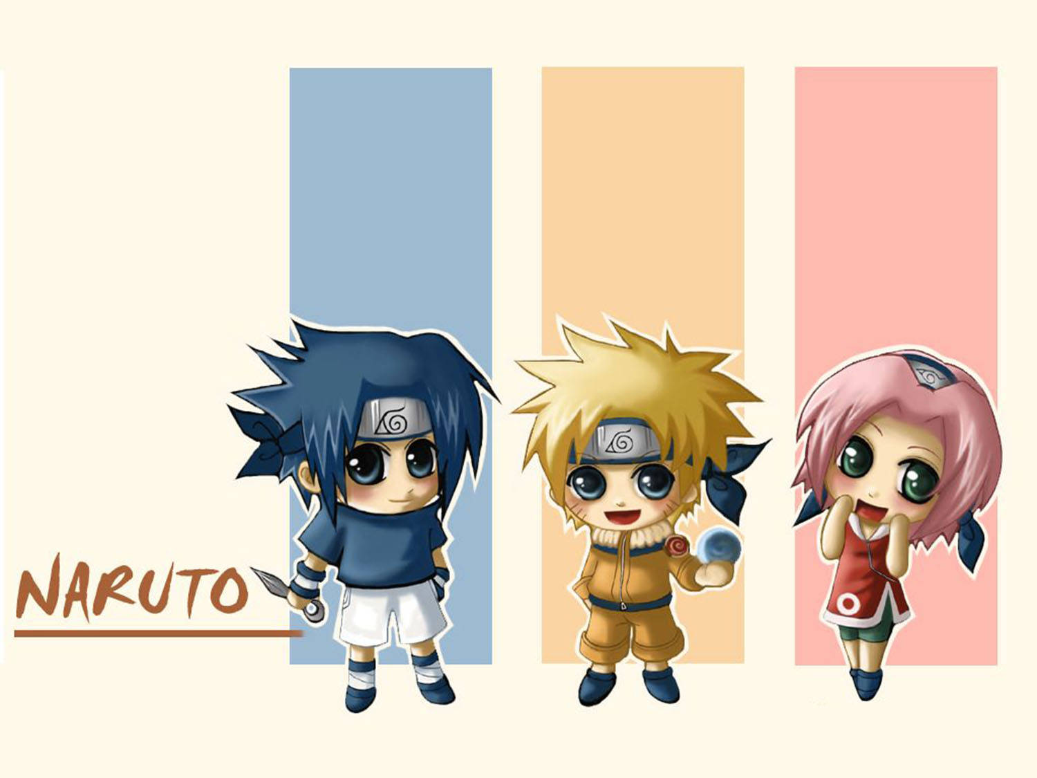 Χαριτωμένο Σχέδιο Naruto με Ρίγες Ταπετσαρία