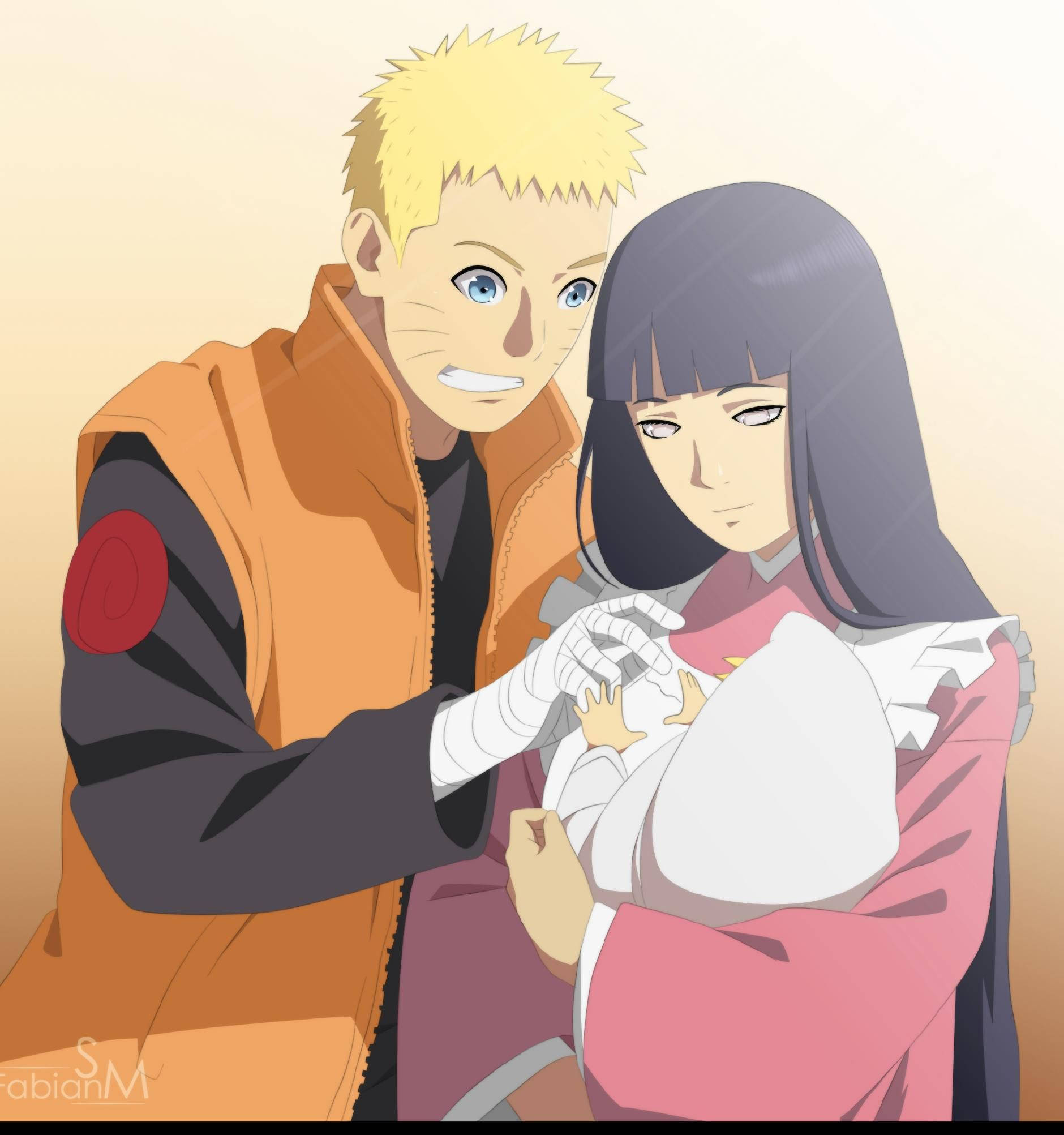 Naruto και Hinata με το μωρό Ταπετσαρία