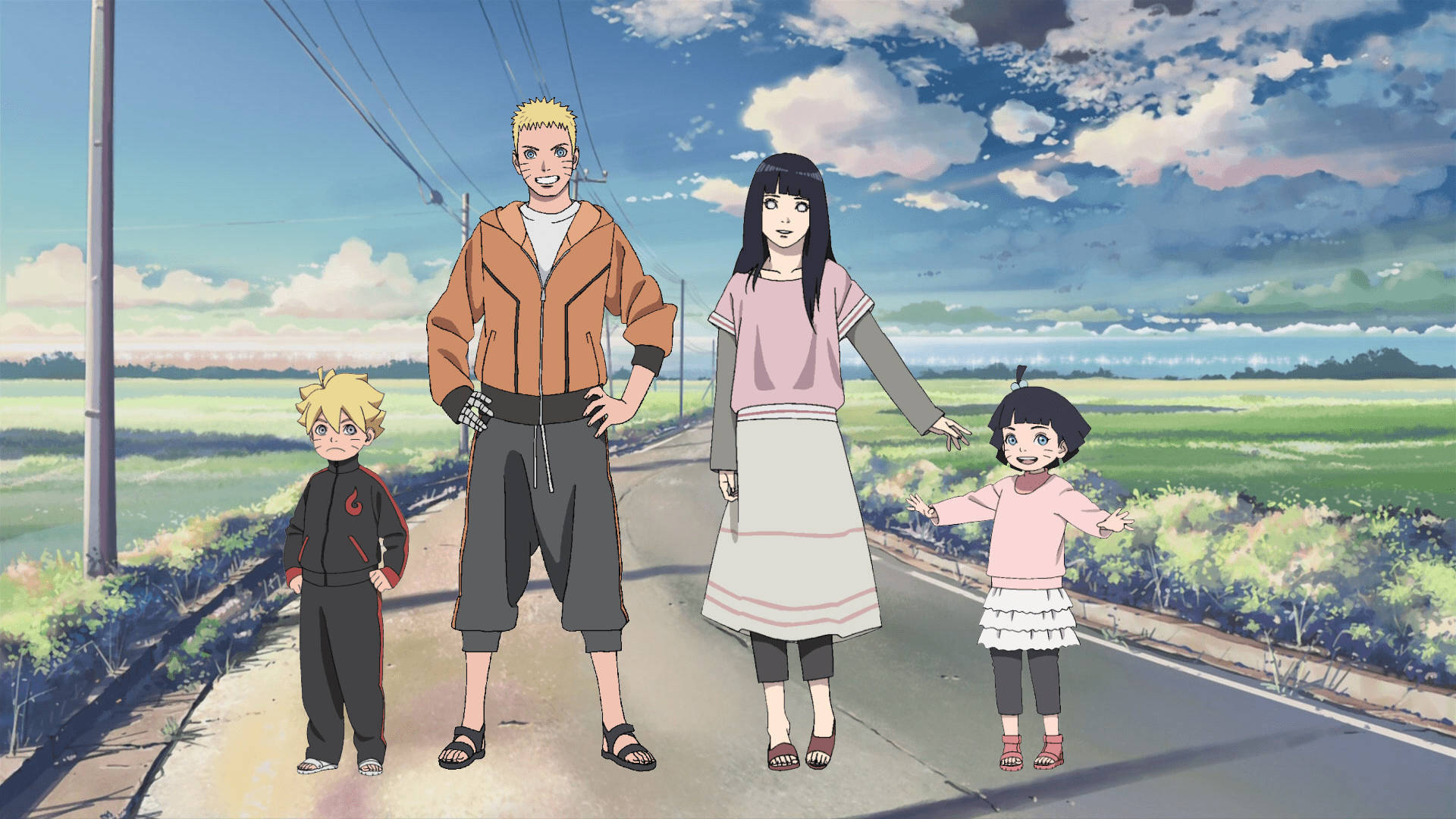 Naruto και Hinata με τα παιδιά τους Ταπετσαρία
